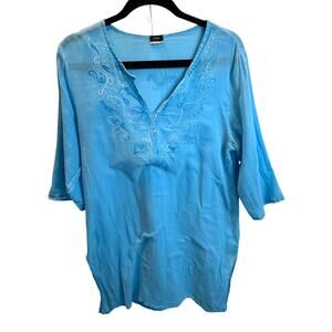 REDs Made in Italy Linen Look Kaftan Tunic - Euro-Summer Boho Beach Coverup OS